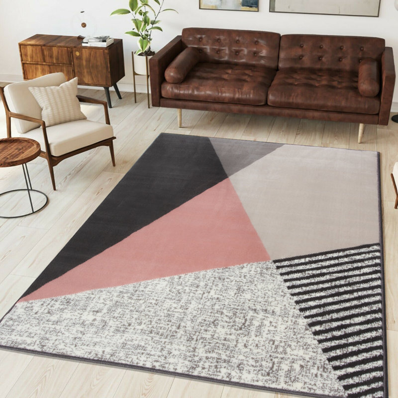 Norden Home Tufted Blush pink/Grey/Black Rug Wayfair.co.uk